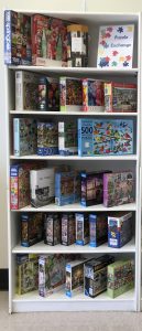 An image of the puzzle exchange shelf
